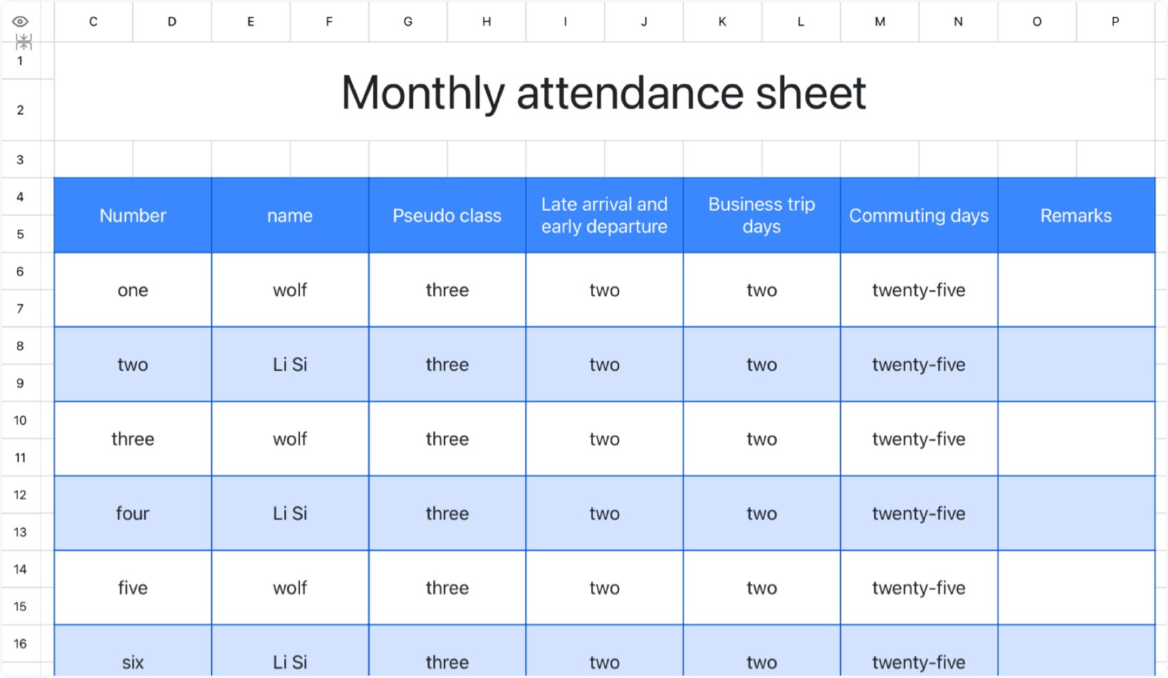 Monthly attendance sheet 1 1